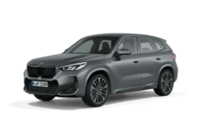 Silberner BMW-SUV auf weißem Hintergrund im BMW Autohaus Mülheim.