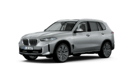 Silberner BMW X5 SUV, seitliche Ansicht auf weißem Hintergrund.