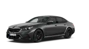 Dunkelgrauer BMW M5, Seitenansicht, auf weißem Hintergrund.