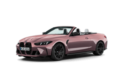 Rosa BMW Cabrio mit offenem Verdeck, seitlich fotografiert auf weißem Hintergrund.